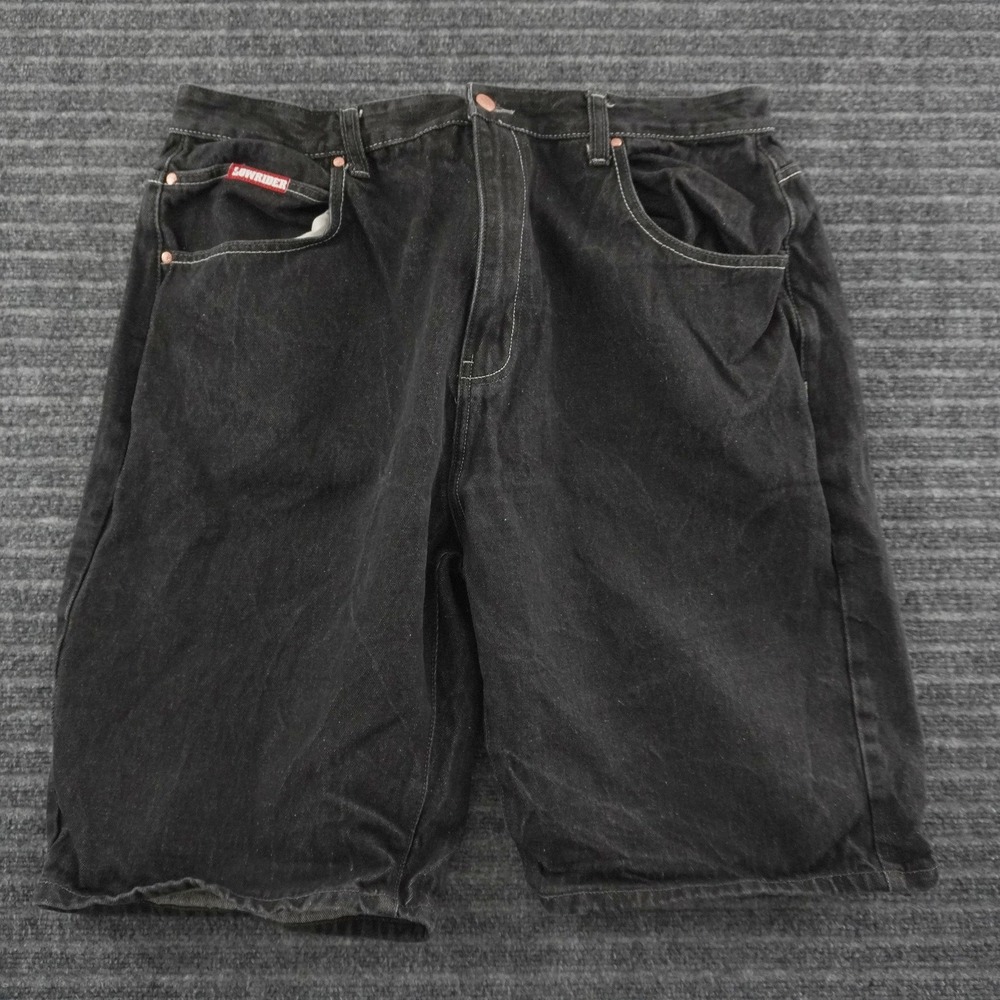 Vintage Lowrider Denim Shorts Mens 40 Black Baggy Streetwear